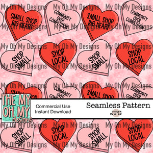 Small business candy hearts, Valentines Day - Seamless File