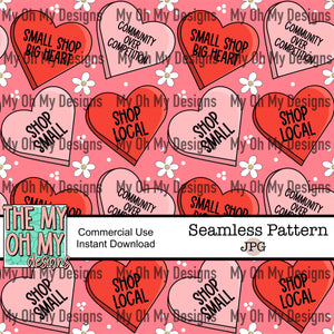 Small business candy hearts, Valentines Day - Seamless File