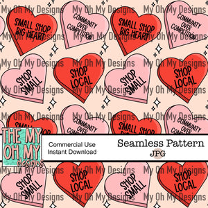 Small business candy hearts, Valentines Day - Seamless File