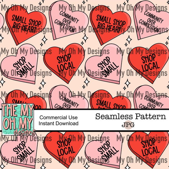 Small business candy hearts, Valentines Day - Seamless File