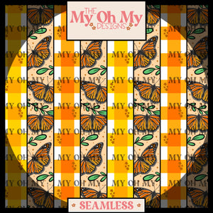 Butterfly Stripes, plaid, yellow, orange - Seamless File