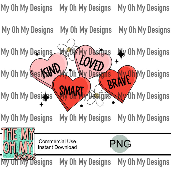 Affirmations candy hearts, Valentines Day - PNG File
