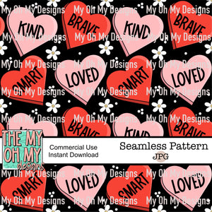 affirmations candy hearts, Valentines Day - Seamless File