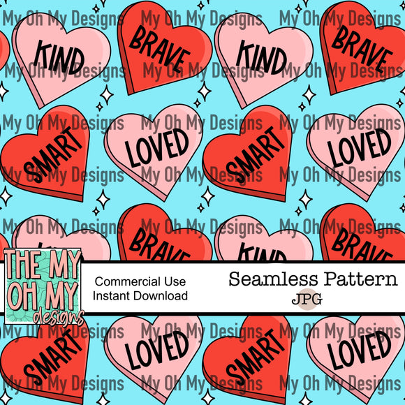 affirmations candy hearts, Valentines Day - Seamless File