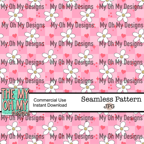 Floral Checkerboard, Valentines Day - Seamless File