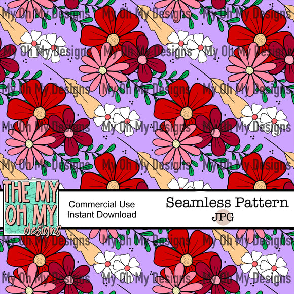 Flowers, Floral, Valentines Day - Seamless File