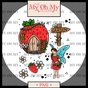 Strawberry Fairy Garden - PNG File