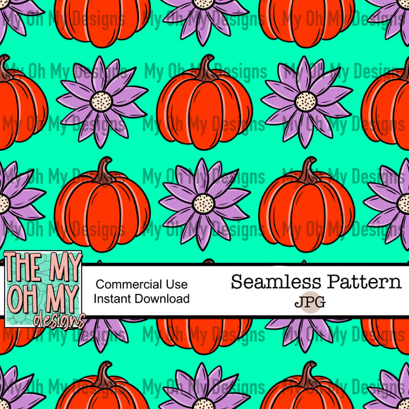 Pumpkins and flowers - Seamless File