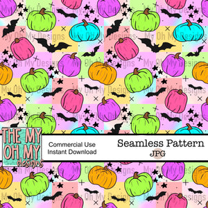 Pumpkins, bats, fall, Halloween - Seamless File