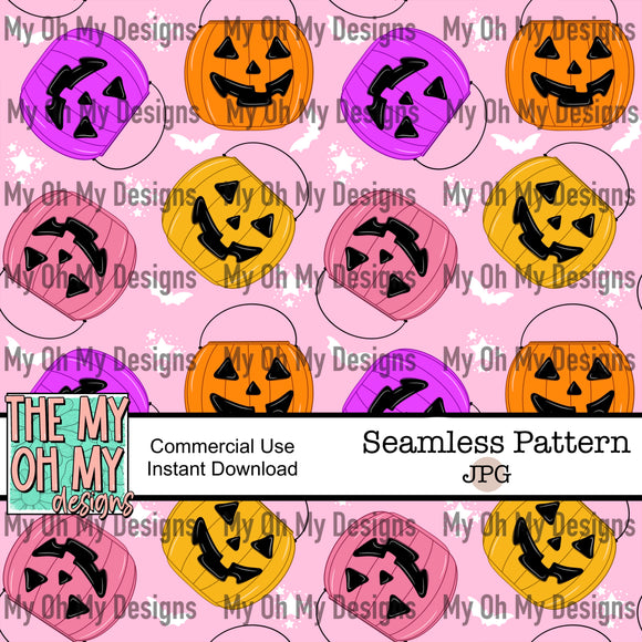 Halloween trick or treat pumpkin baskets - Seamless File