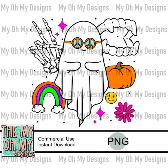 Hippie Ghost, Halloween, fall - PNG File