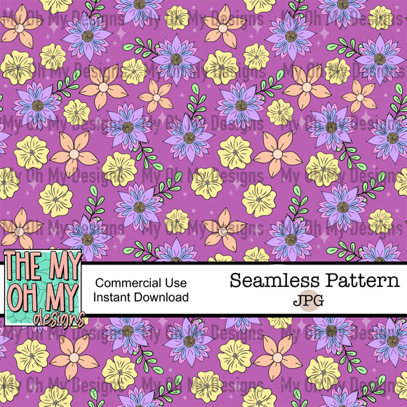 Groovy flowers, floral - Seamless File