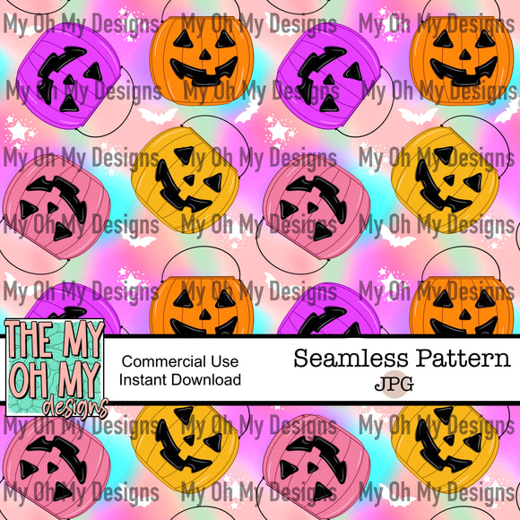 Halloween trick or treat pumpkin baskets - Seamless File