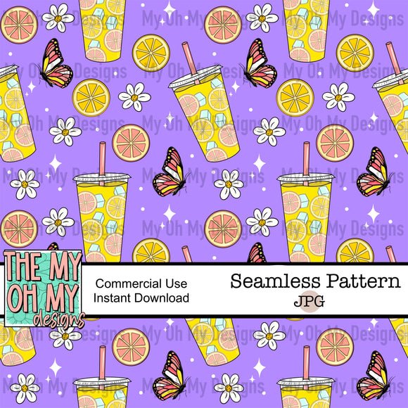 Lemonade, lemons, flower, butterfly - Seamless File