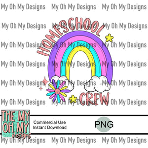 Homeschool crew, rainbow, flower, stars - PNG File