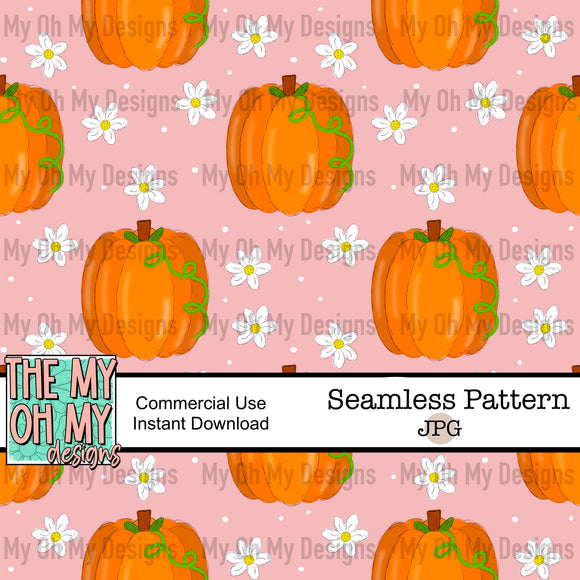 Pumpkins and Flowers - Seamless File