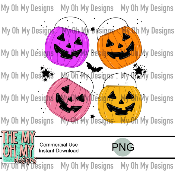 Halloween trick or treat pumpkin baskets - PNG File