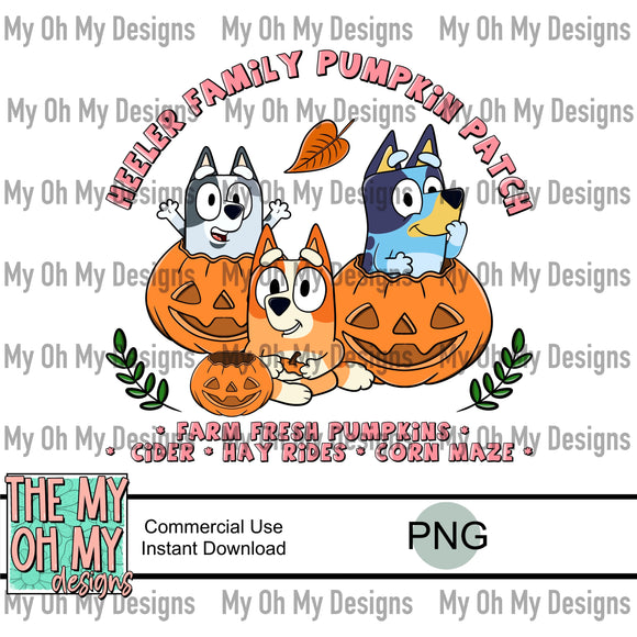 Dog family pumpkin patch - PNG File