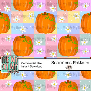 Pumpkins and flowers - Seamless File