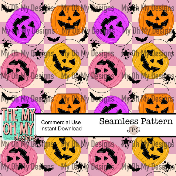 Halloween trick or treat pumpkin baskets - Seamless File