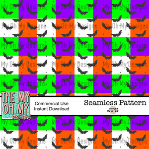 bats, checkerboard, Halloween - Seamless File