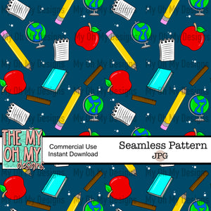 School supplies, back to school - Seamless File