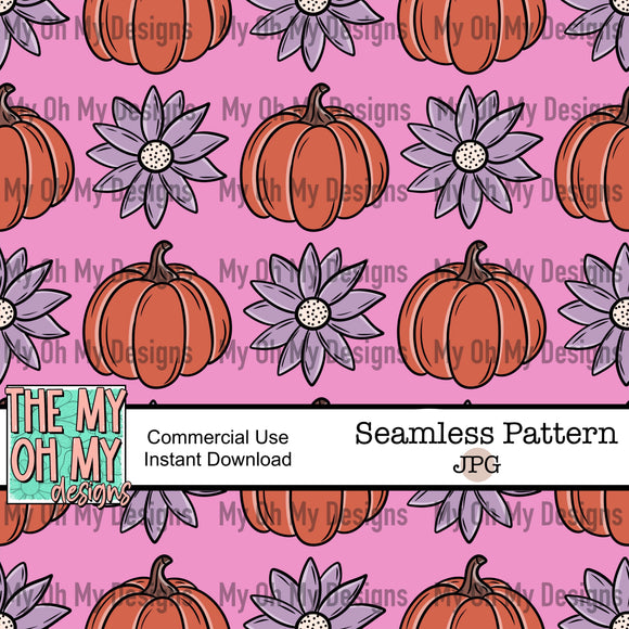 Pumpkins and Flowers - Seamless File