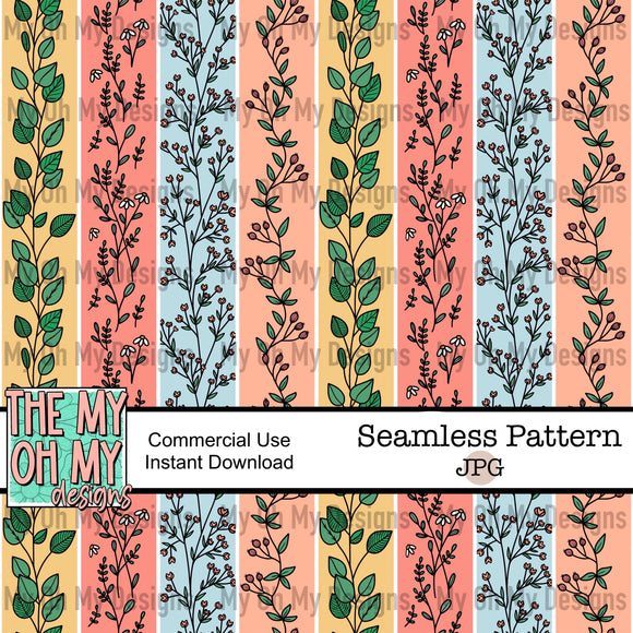 Floral stripes, flowers - Seamless File