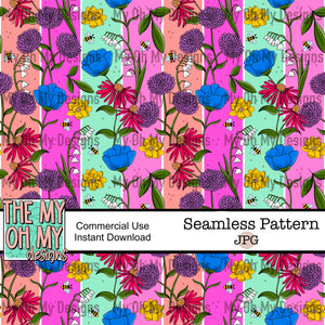 Boho floral, flowers - Seamless File