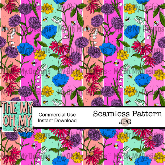 Boho floral, flowers - Seamless File