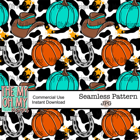 Country pumpkins, western - Seamless File