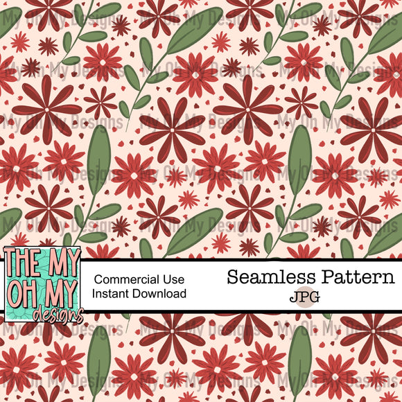 Red Green Floral, flowers - Seamless file