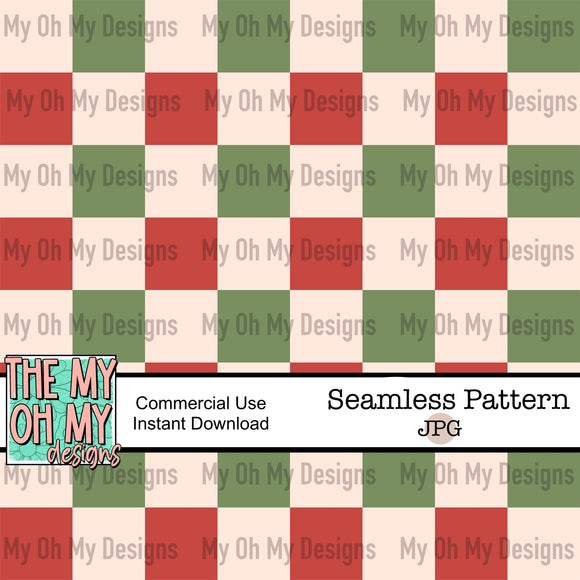 Red Green Tan Checkerboard - Seamless File