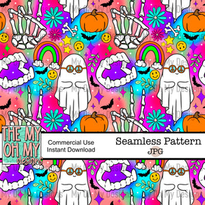 Hippie ghosts, Halloween - Seamless File
