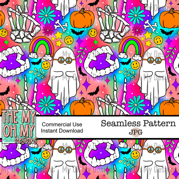 Hippie ghosts, Halloween - Seamless File