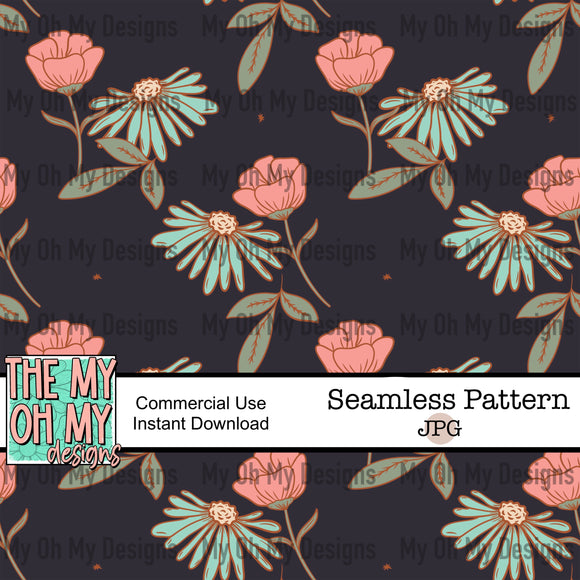 Boho floral, flowers - Seamless File
