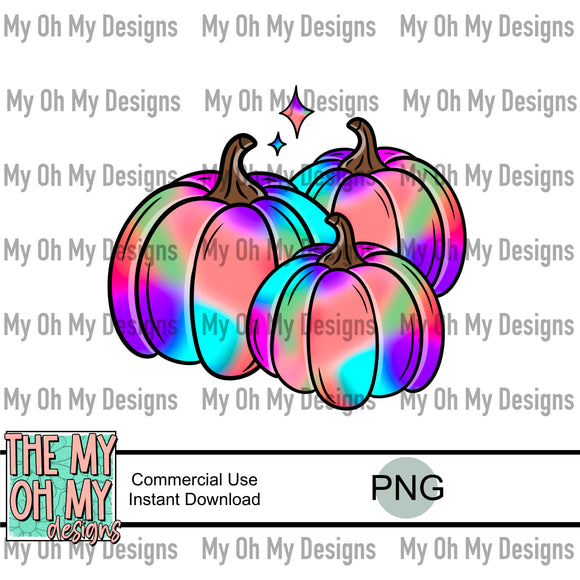 tie dye pumpkins - PNG File