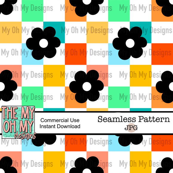 Flowers, checkerboard - Seamless File