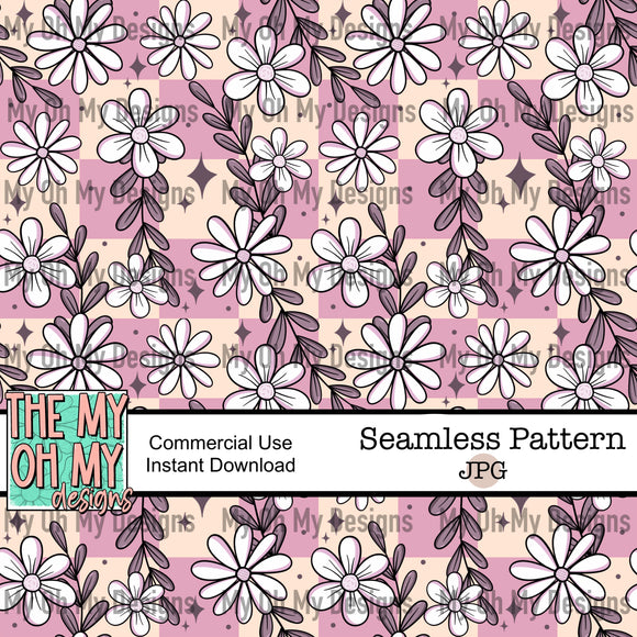 Checkerboard flowers, floral - Seamless File