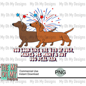 4th of july wiener dogs, you look like the 4th of july makes me want a hot dog real bad - PNG File