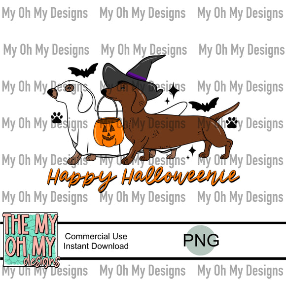 Happy Halloweenie, weiner dog, dachshund - PNG File