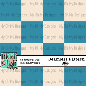 Teal and Cream checkerboard - Seamless File