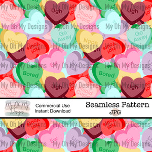Anti Valentines Day, Candy Hearts, Conversation Hearts - Seamless File