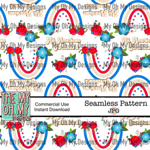 All American sweetheart, 4th of July, rainbows, floral - Seamless File