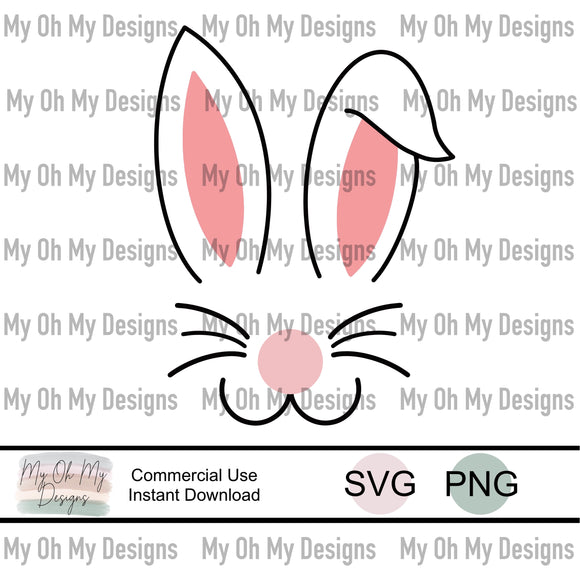 Rabbit face, bunny, Easter - PNG File - SVG File