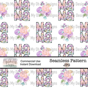 Mama, Floral Glitter - Seamless File