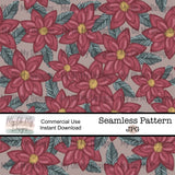 Painted Christmas Poinsettia, floral - Seamless File