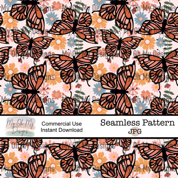 Floral Butterflies, flowers, butterfly - Seamless File