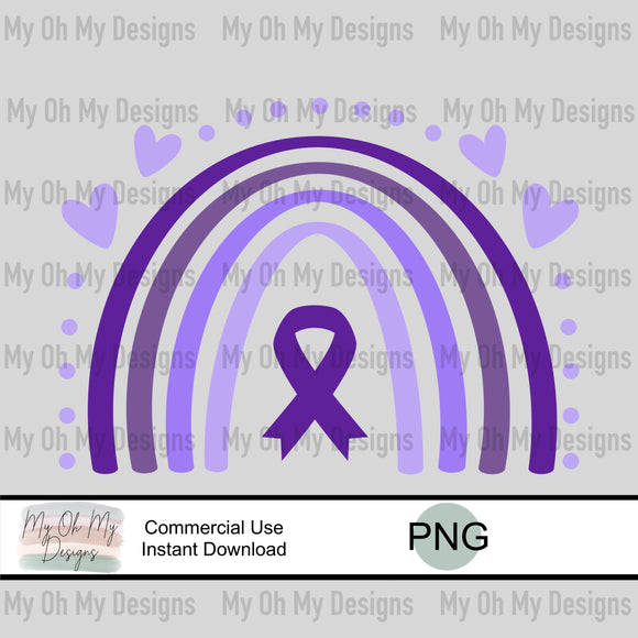 Prematurity Awareness, Purple Ribbon Rainbow - PNG File