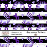 Purple Awareness Ribbon, Purple Rainbow Hearts - Seamless File